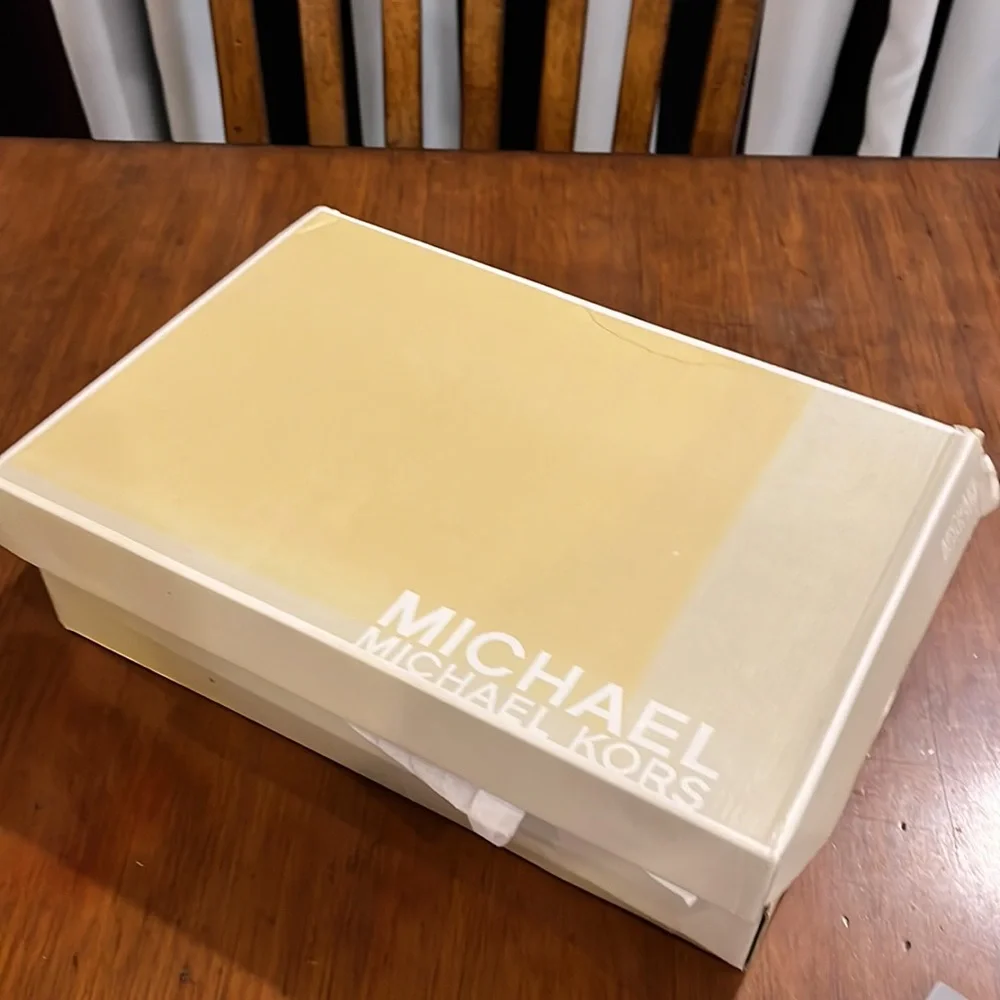 NWT Michael Kors Black MK Logo Tall Riding Boots with Gold Accent